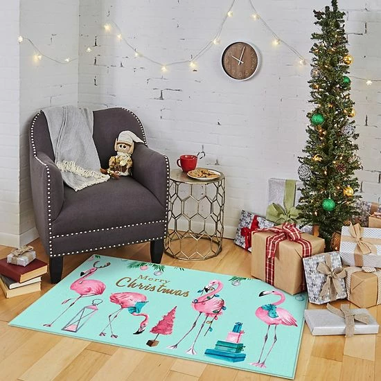 Mohawk Home Mohawk® Home Prismatic Merry Flamingos Rug Blue 3 Mohawk Home Mohawk® Home Prismatic Merry Flamingos Rug Blue - Image 3