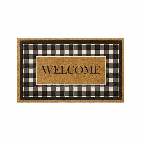 Mohawk Home Farmhouse Plaid "Welcome" Doormat - 18" X 30" 1 Mohawk Home Farmhouse Plaid "Welcome" Doormat - 18" X 30"