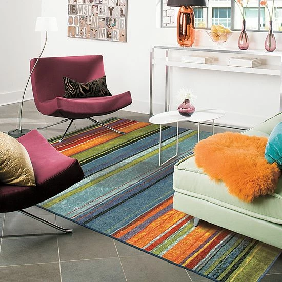 Mohawk Home Mohawk® Home Rainbow Striped Rug Blue 4 Mohawk Home Mohawk® Home Rainbow Striped Rug Blue - Image 4