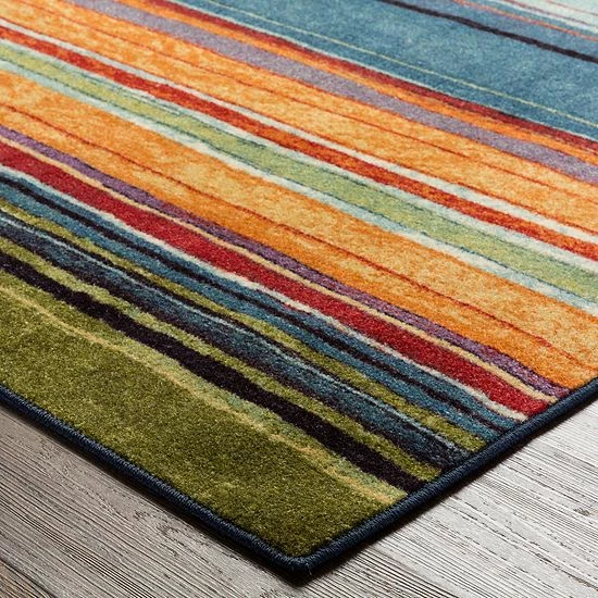 Mohawk Home Mohawk® Home Rainbow Striped Rug Blue 5 Mohawk Home Mohawk® Home Rainbow Striped Rug Blue - Image 5